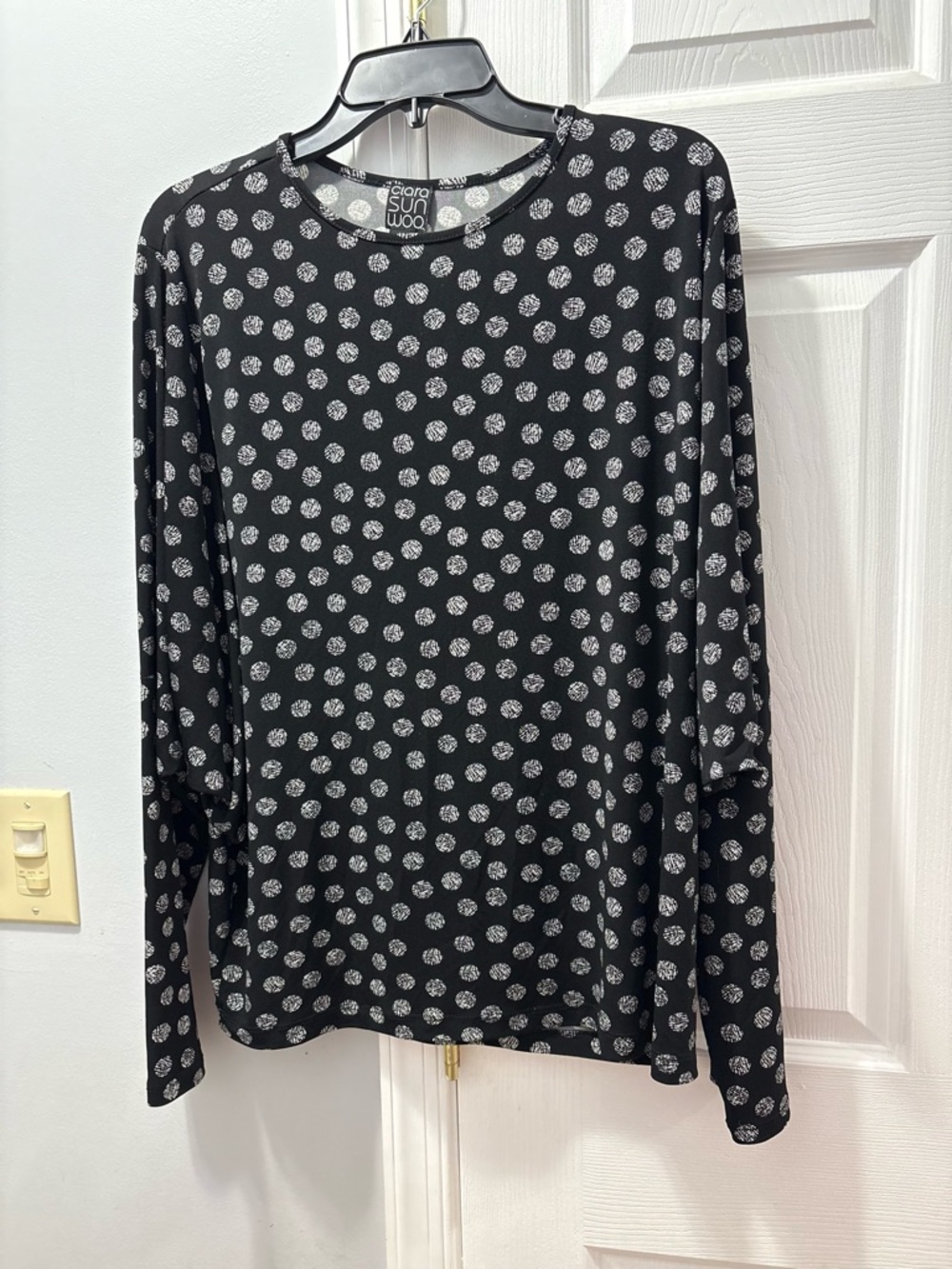 CLARA SUNWOO Long Sleeve Polka Dot Top Size XL